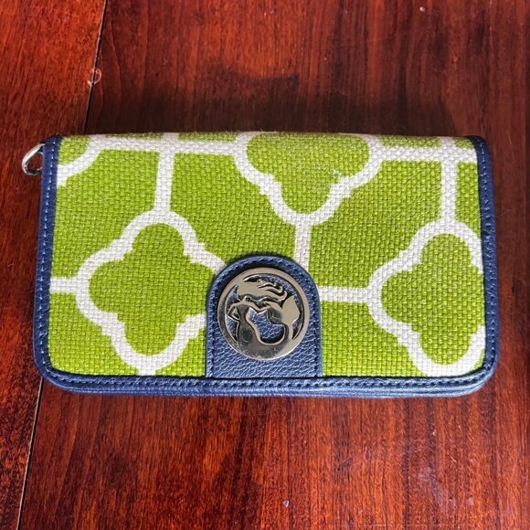 Spartina 449 Green & Blue Canvas Wallet With Multiple‎ Card Slots And ID Window - Picture 1 of 7